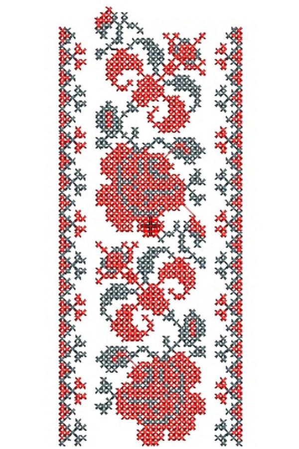 Machine embroidery designs Rose red stripe cross-stitch